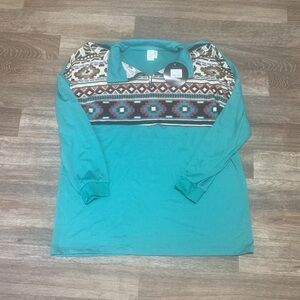 Turquoise Aztec Pullover